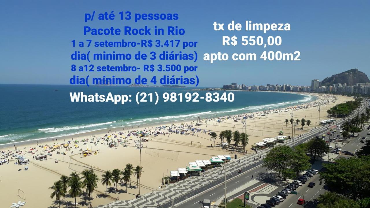 Copacabana Vista Mar Cobertura 2 Andares De Frente Para Os Fogos Do Reveillon Com 5 Quartos, 5 Ar-Condicionados, 6 Banheiros E Garagem Gratuita Rio de Janeiro Bagian luar foto